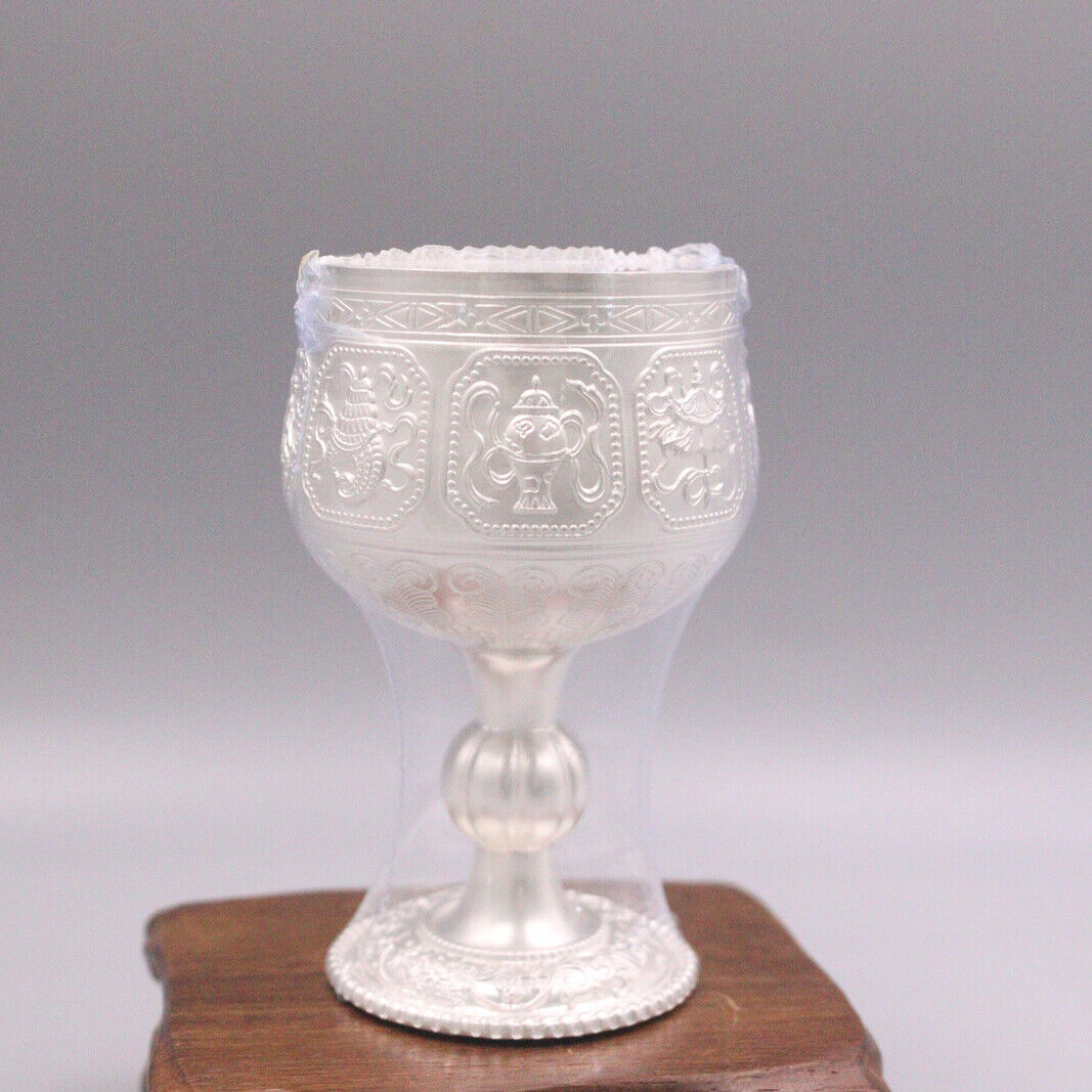 999 Pure Silver Wine Cup Handmade Gossip Eight Treasure Goblet Wine Sets Cups