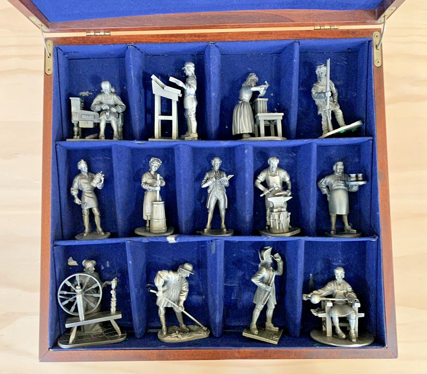 1975 Franklin Mint Pewter PEOPLE OF COLONIAL AMERICA (13) Figurines COMPLETE SET