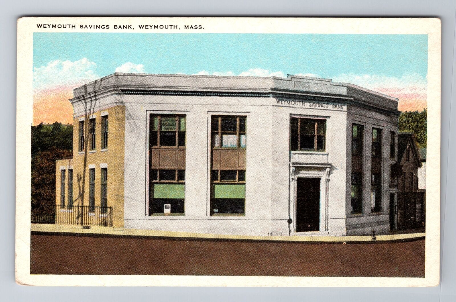 Weymouth MA-Massachusetts, Weymouth Savings Bank, Antique Vintage Postcard