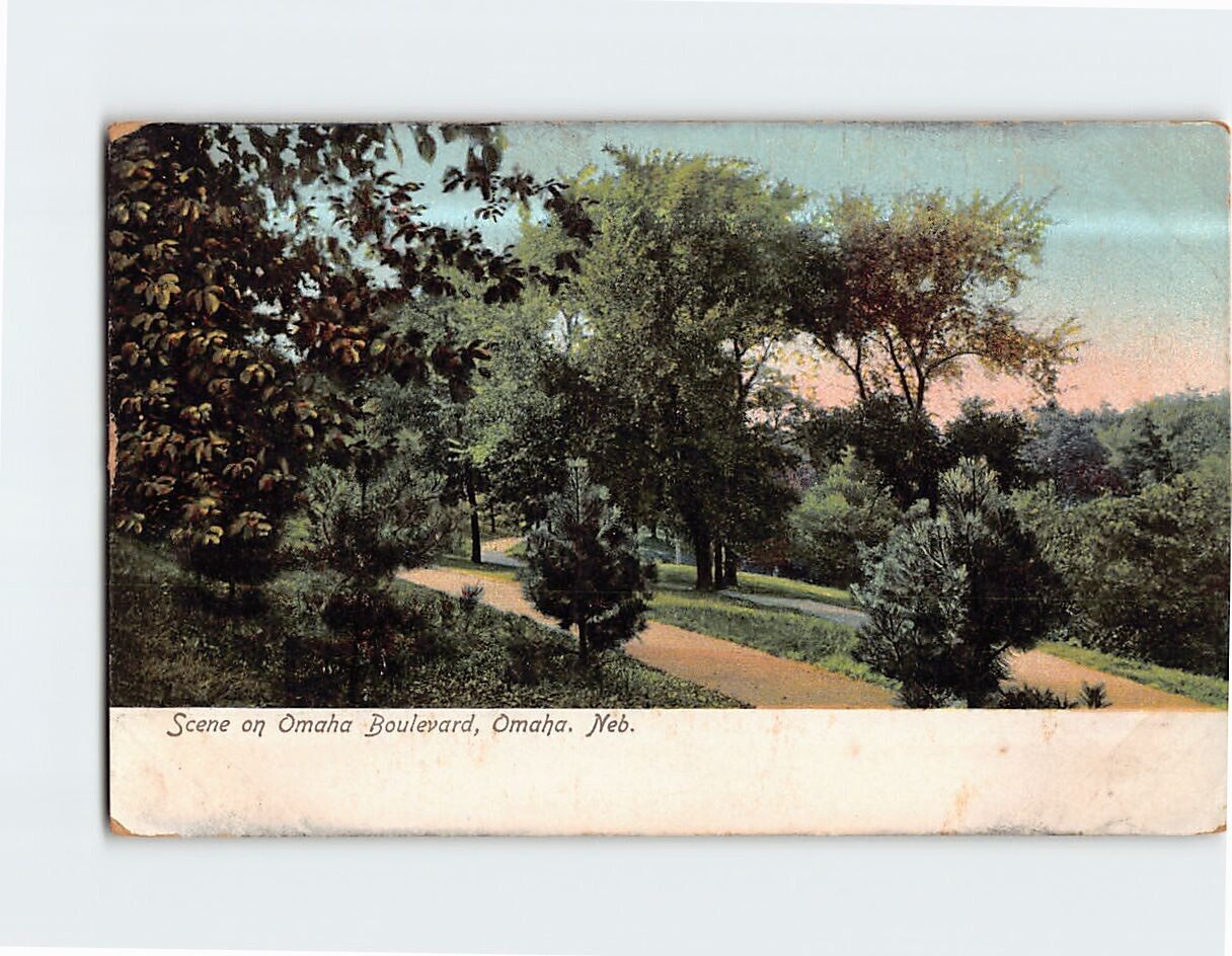 Postcard Scene on Omaha Boulevard Omaha Nebraska USA