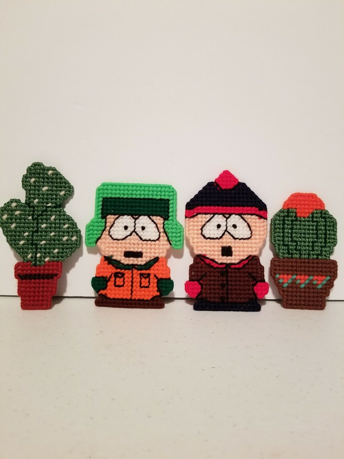 Handmade Plastic Canvas South Park Magnets Stan Kyle Cactus Homemade Craft