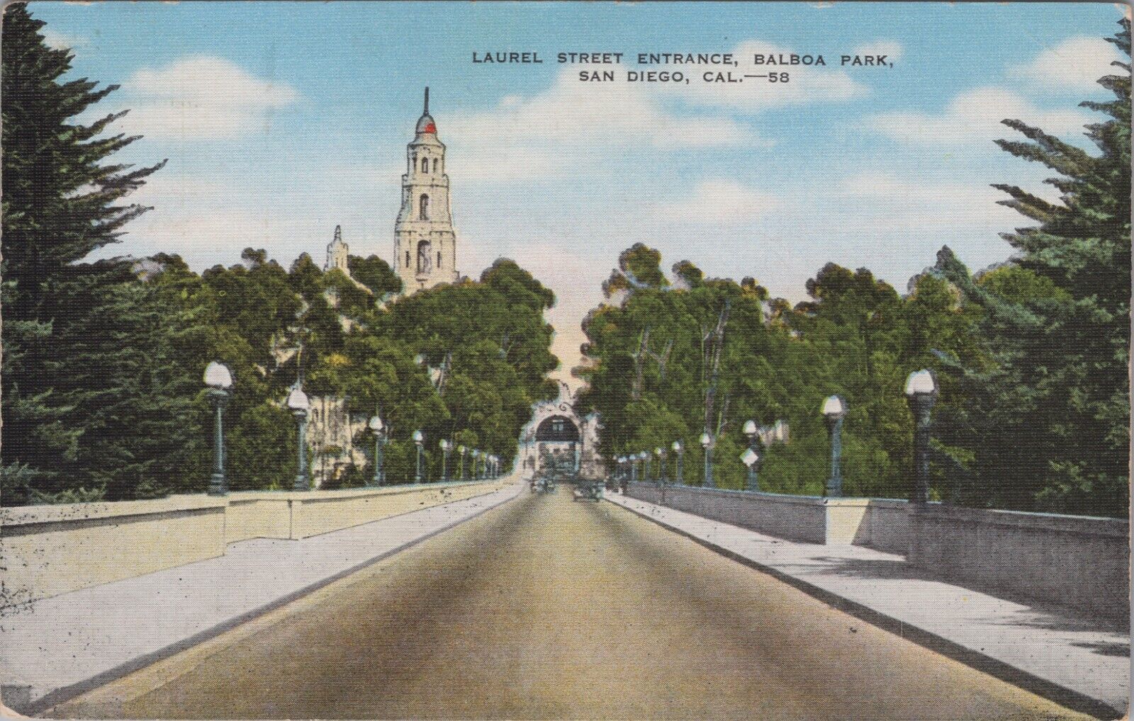 MR ALE PC San Diego, CA Balboa Park Laurel Street Entrance View c1930s UNP B1936