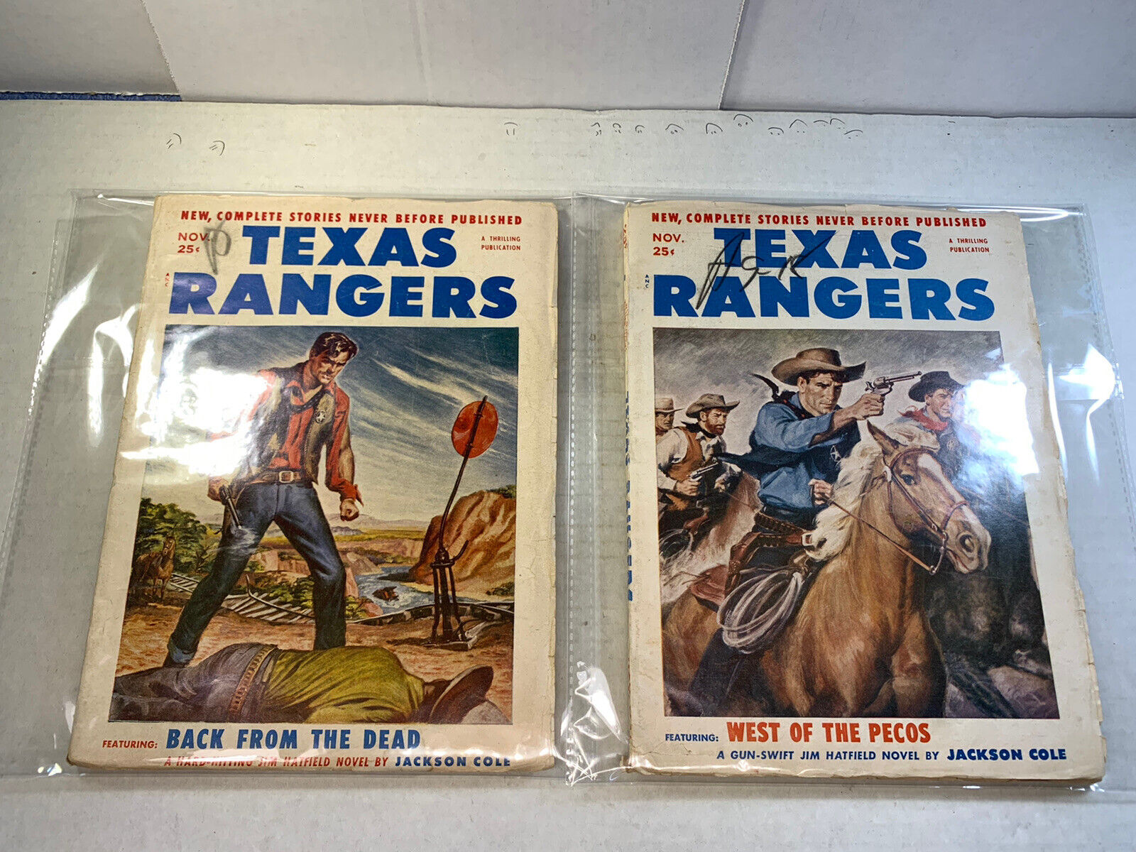Vintage c, 1940 Texas Rangers Western Comic Book Style Story Book Magazine Lot