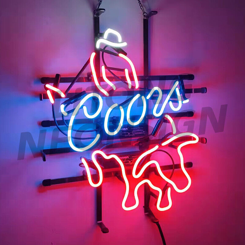 Coors Bull Rider Neon Light Sign 19x15 Beer Lamp Bar Glass Wall Decor Artwork