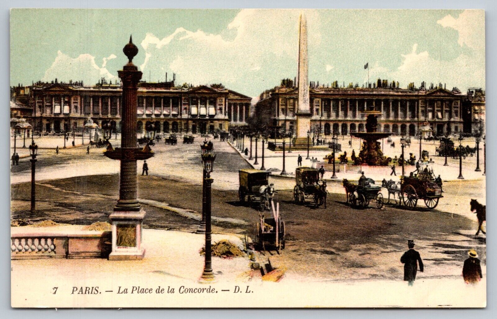 Vtg 1910s La Place de la Concorde Public Square Paris France Postcard