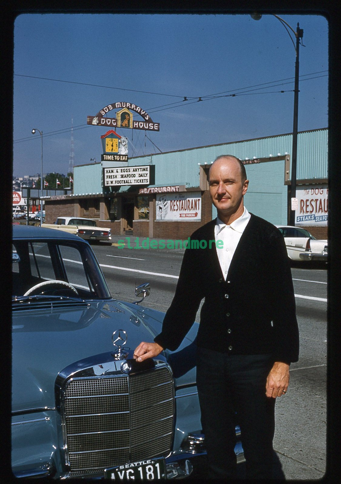 1961 Original Slide, Mercedes Benz Car Bob Murray's Dog House Restaurant Seattle