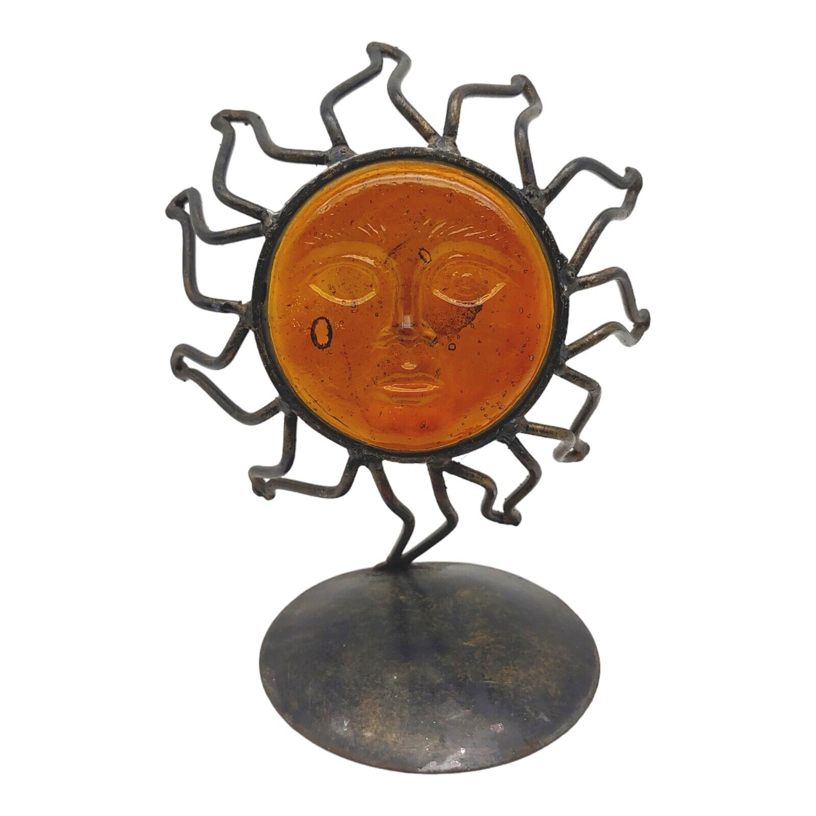 Handmade Art Glass Sun Face Statue Suncatcher, 9\