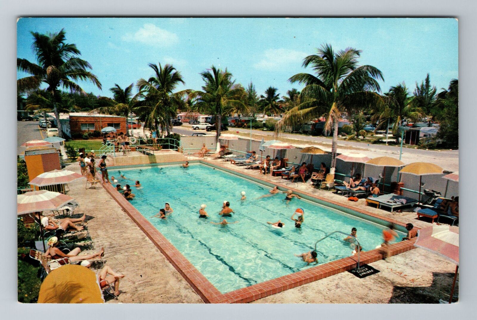 North Miami FL-Florida, The Rancher, Aerial Pool, Vintage Postcard