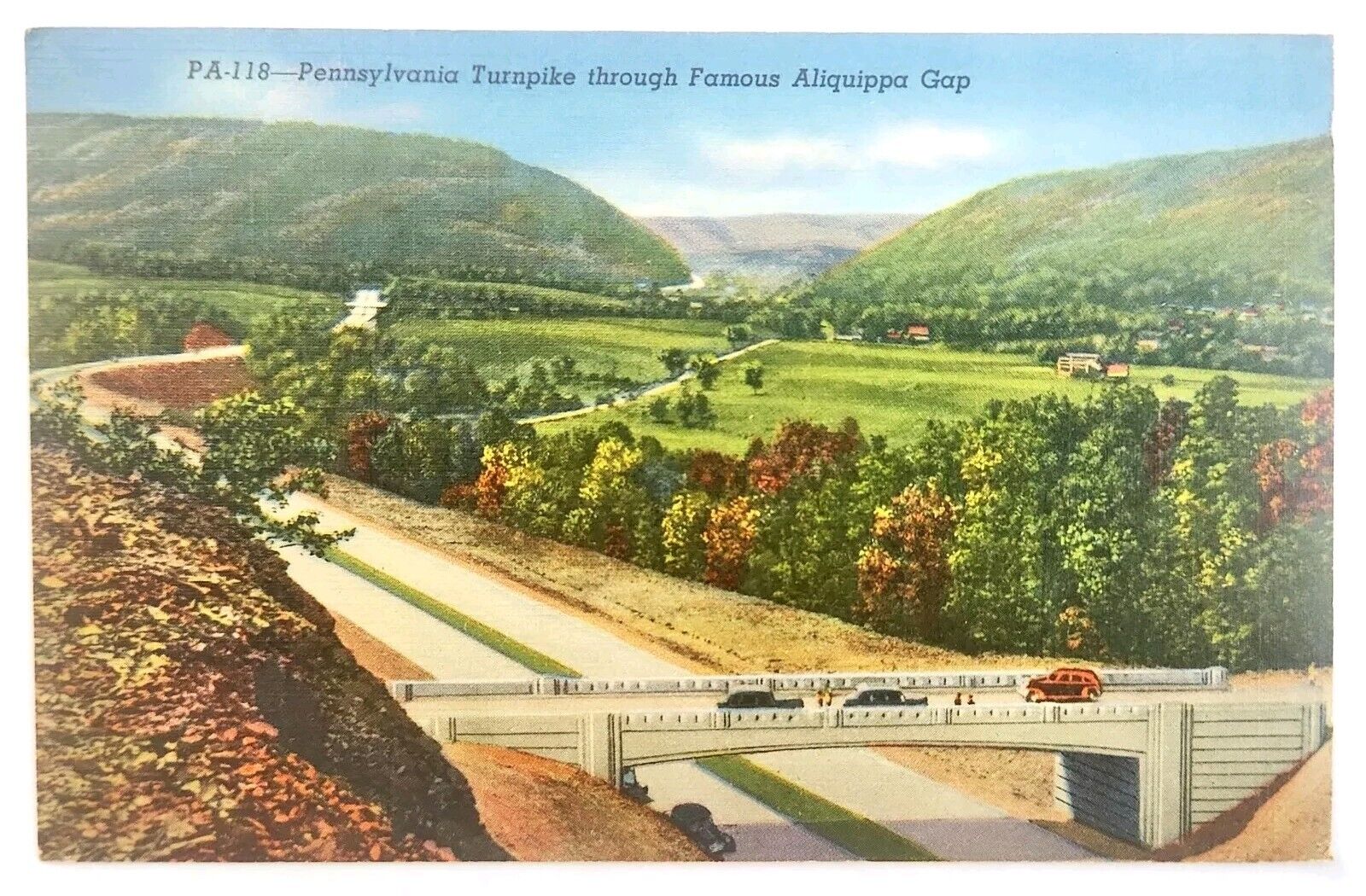 Postcard Scene on Allegheny River Beautiful Pennsylvania Scenery Linen