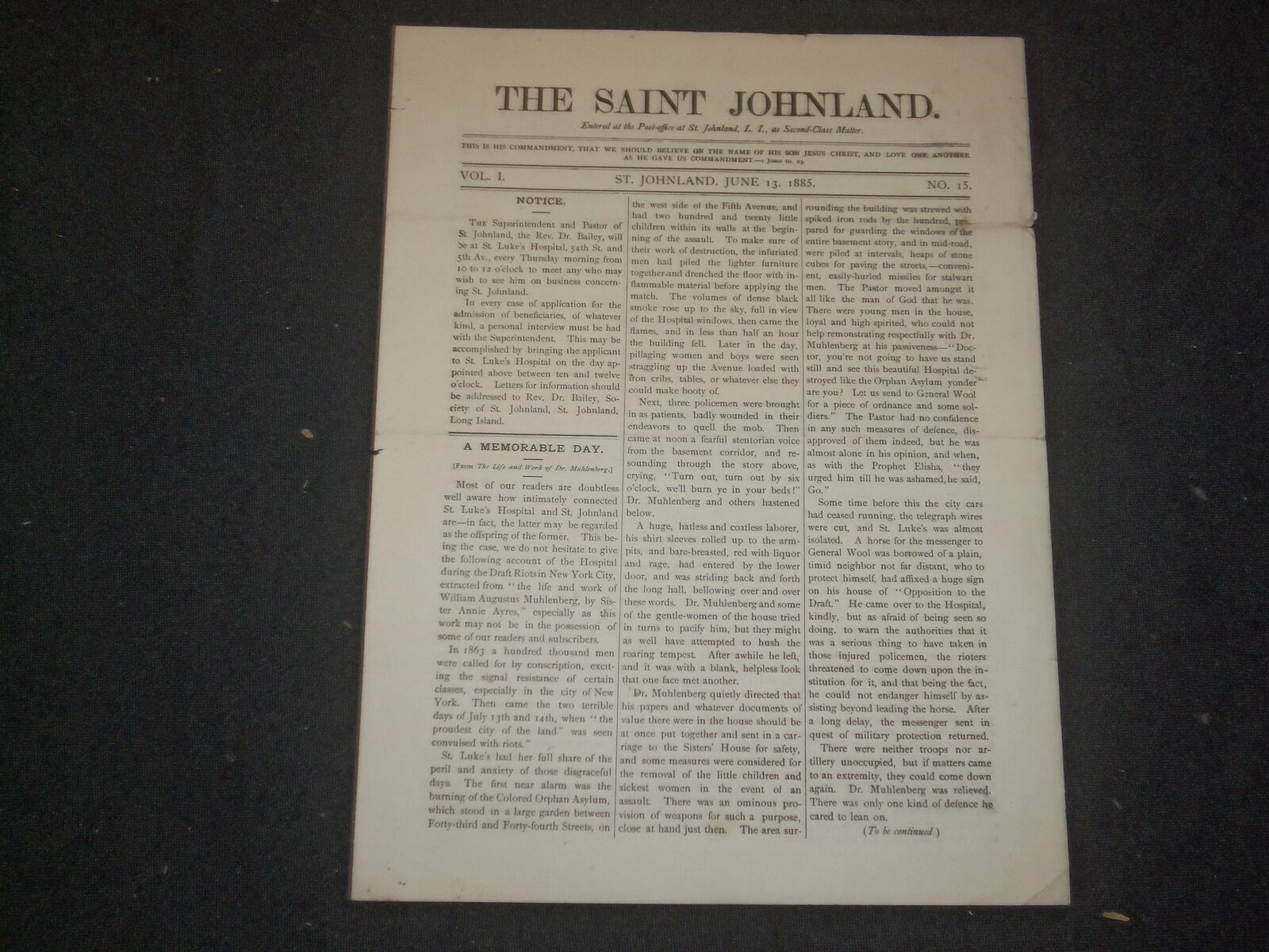 1885 JUNE 13 THE SAINT JOHNLAND NEWSPAPER - J 6382
