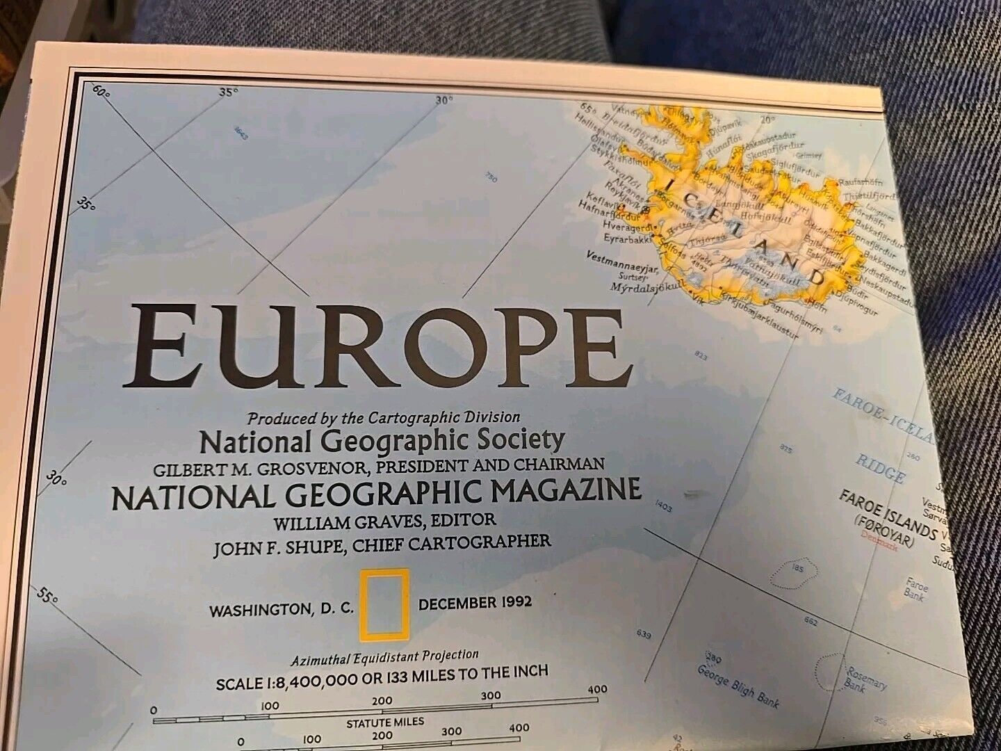 NATIONAL GEOGRAPHIC map only DECEMBER 1992 EUROPE NEW