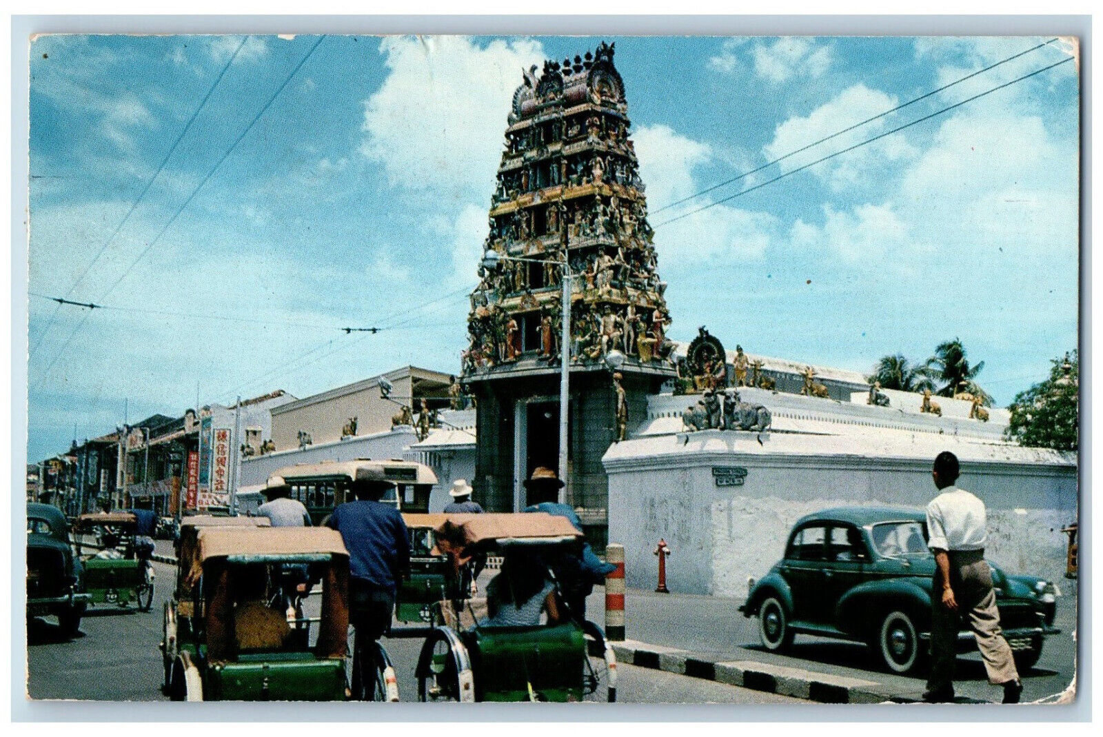 Singapore Postcard A Hindu Temple at South Bridge Road 1959 Vintage Posted