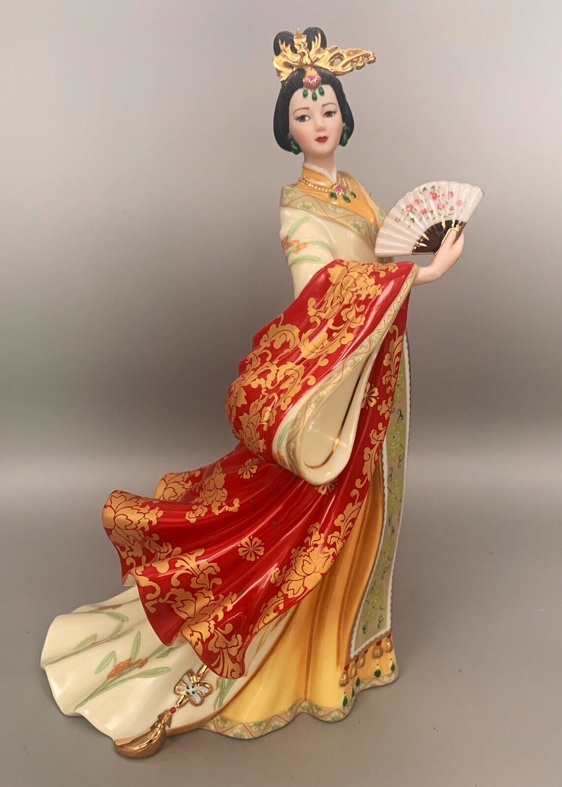 Danbury Mint Jade Empress figurine by Lena Liu Hand painted 23k Gold Details EC
