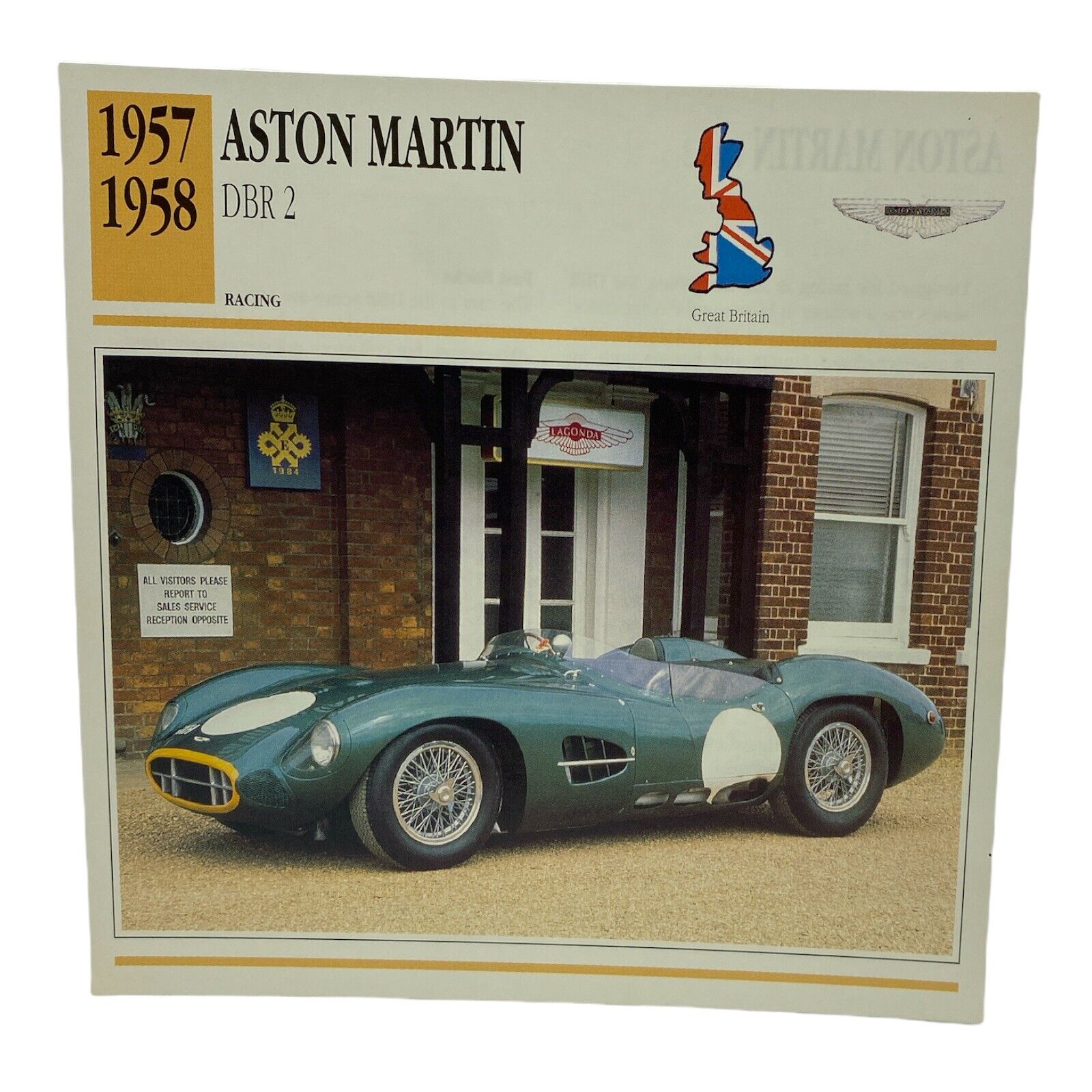 Cars of The World - Single Collector Card 1957 1958 Aston Martin DBR2