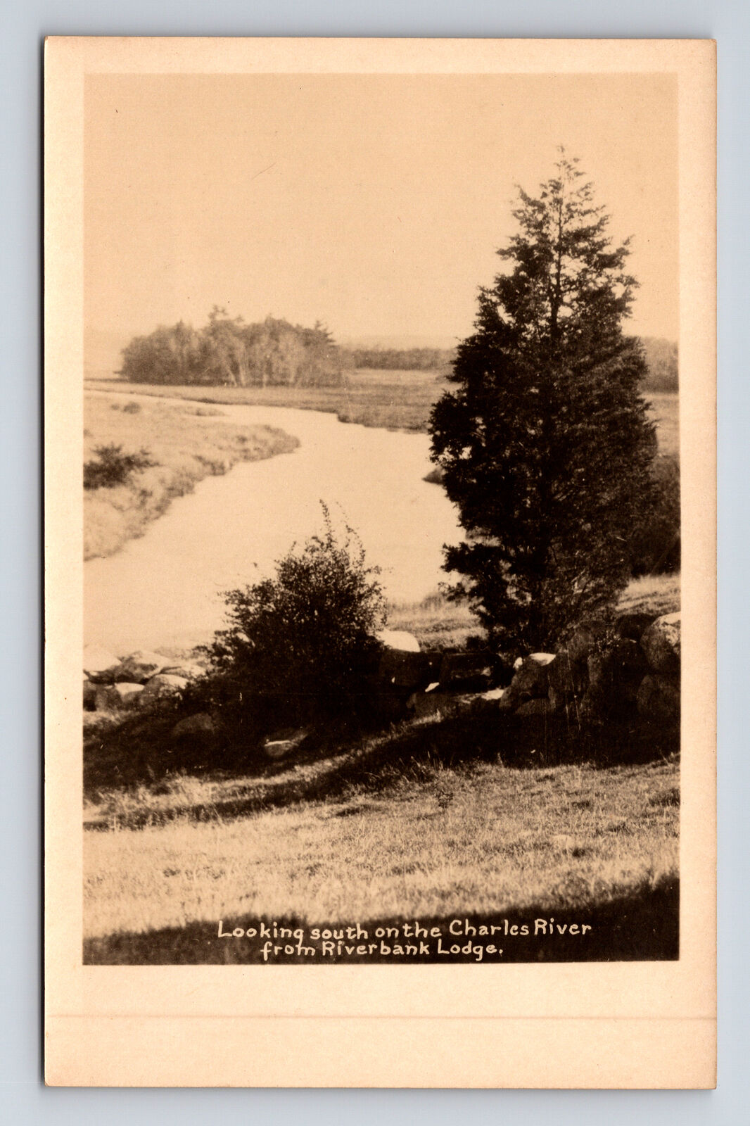 RPPC Scenic View From Riverbank Lodge Sherborn Massachusetts MA Postcard