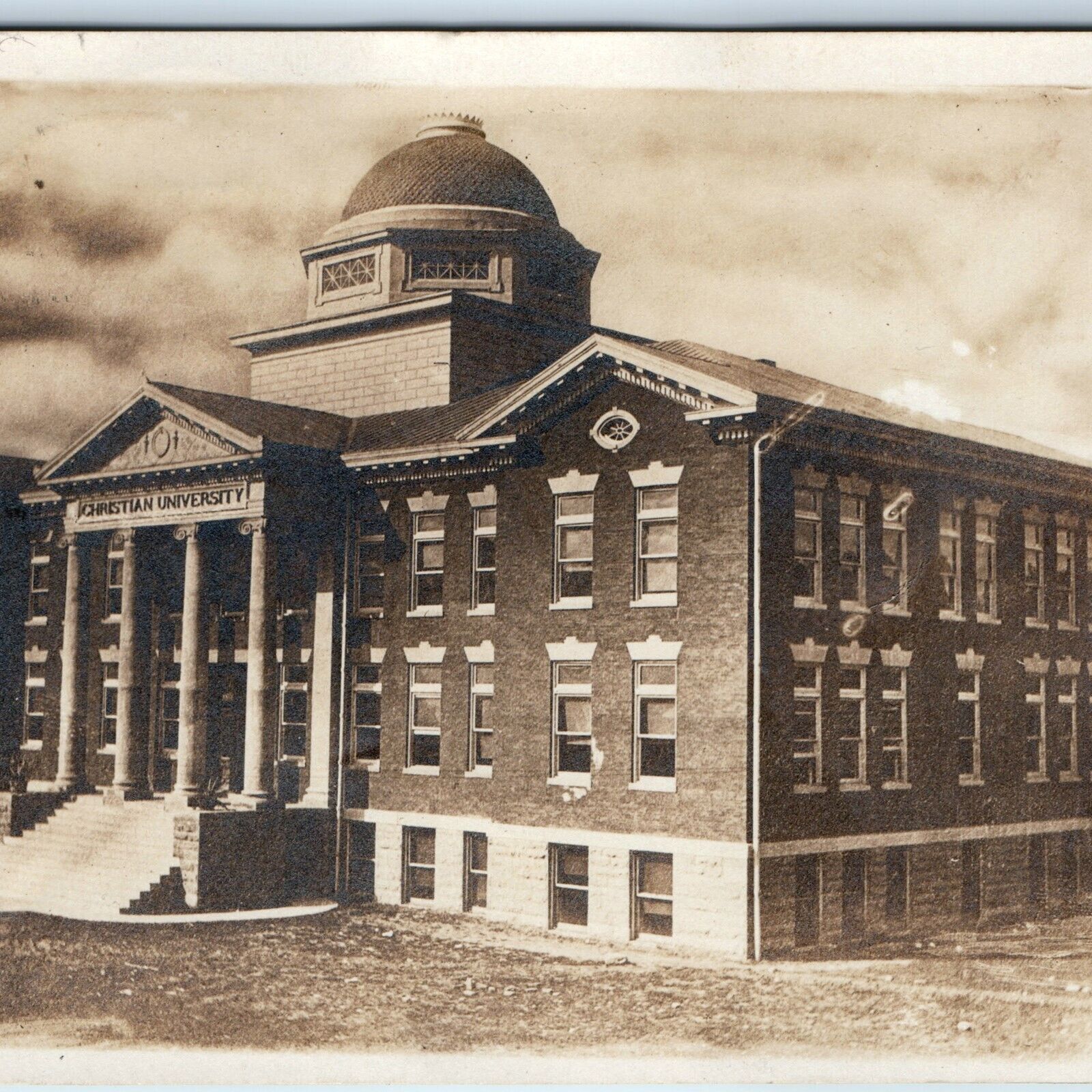 1908 Canton, MO RPPC Christian University Building Dome Real Photo Postcard A103