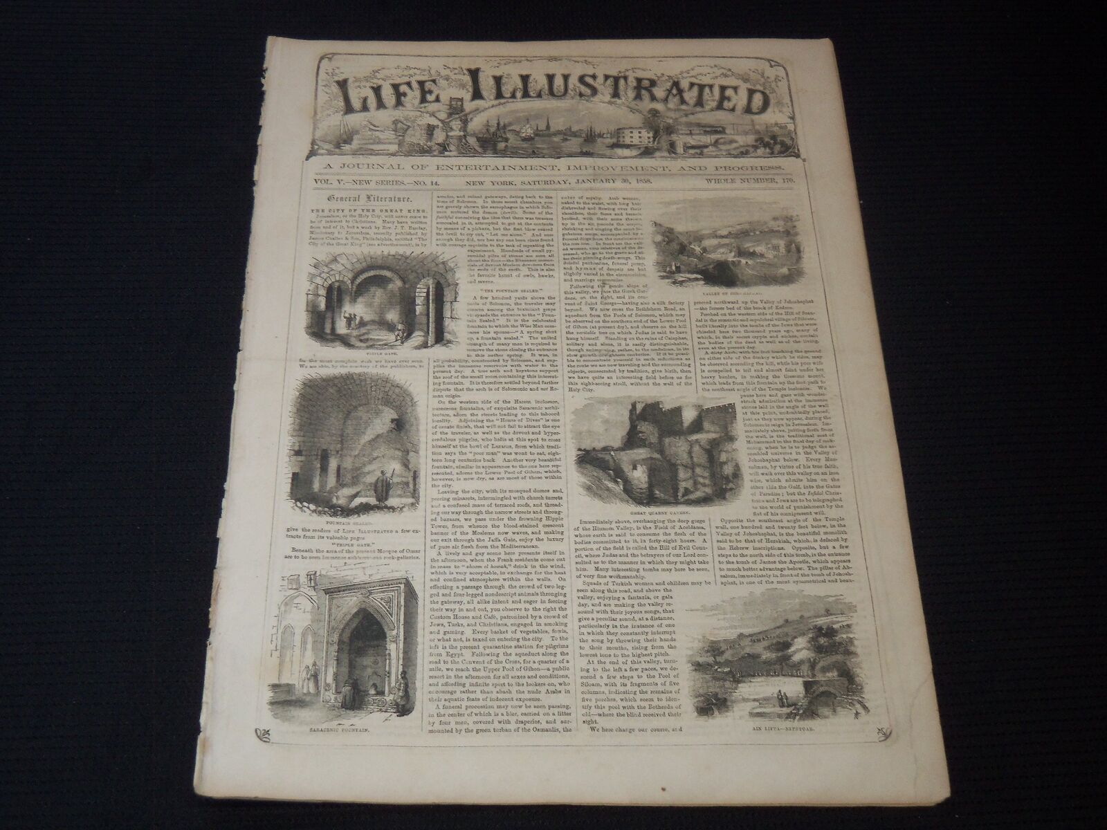 1858 JANUARY 30 LIFE ILLUSTRATED NEWSPAPER - JERUSALEM - HOLY CITY - NP 5900