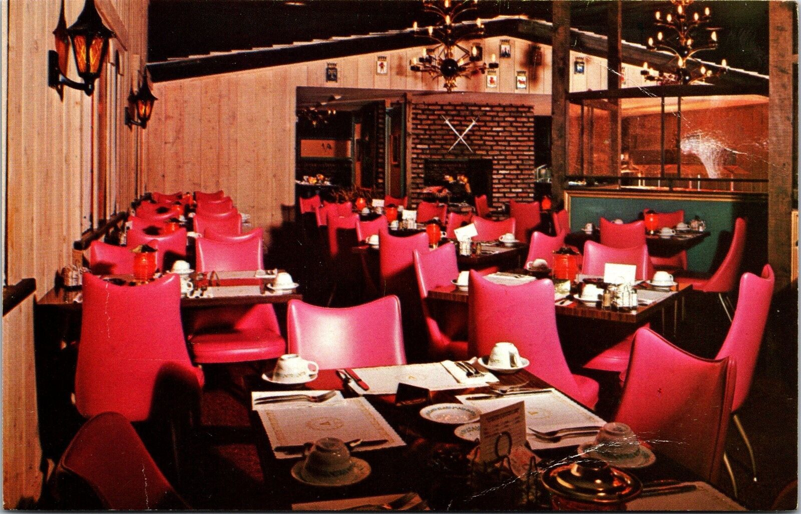 Vtg Dundee Illinois IL Viking Smorgasbord Restaurant Dining Room 1960s Postcard