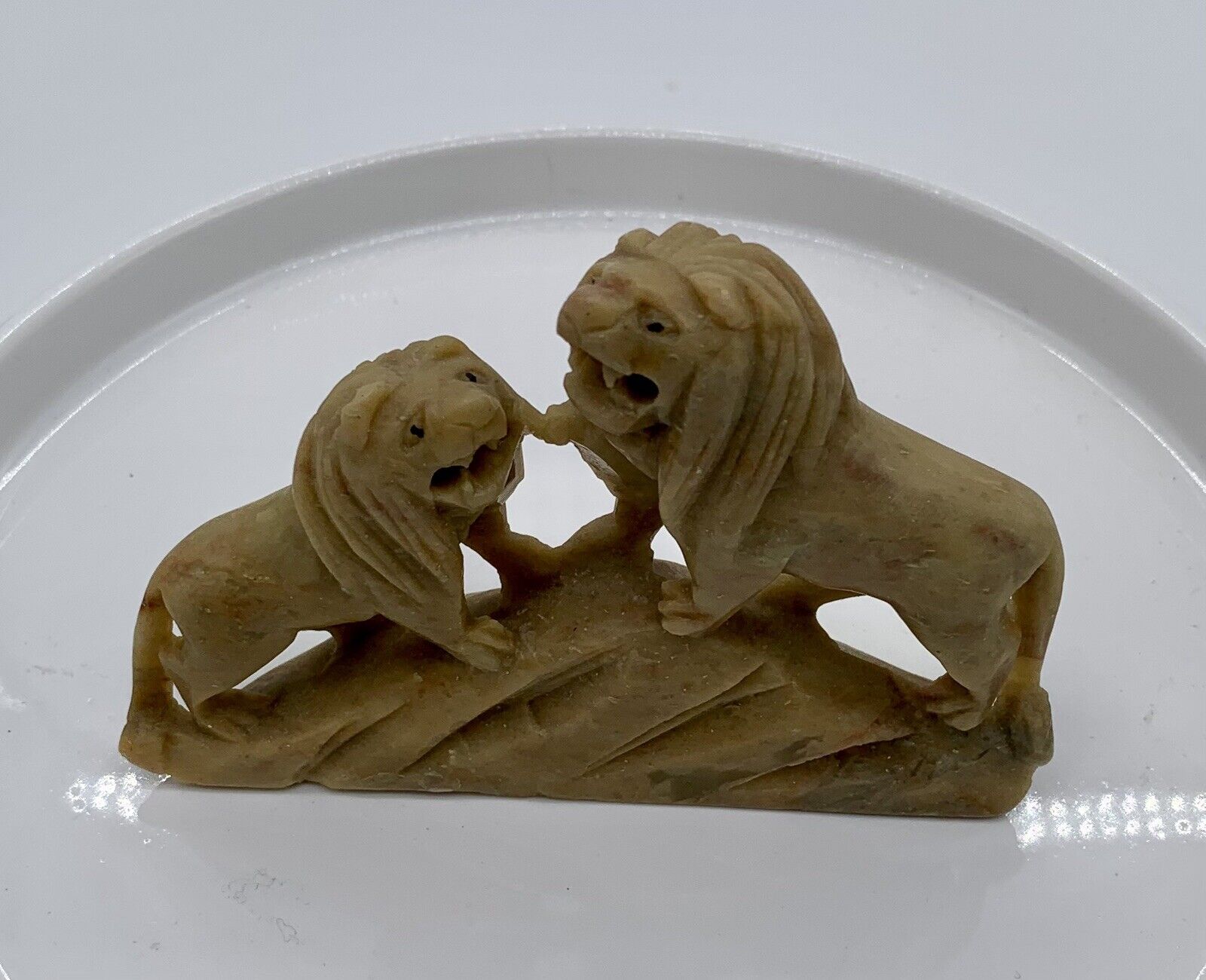 Vintage Soapstone Lion Carving Figurine