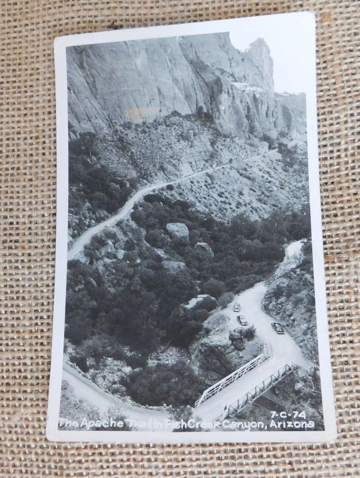 The Apache Trail, Fish Creek Canyon  Arizona   Real Photo Postcard RPPC 1940 -50