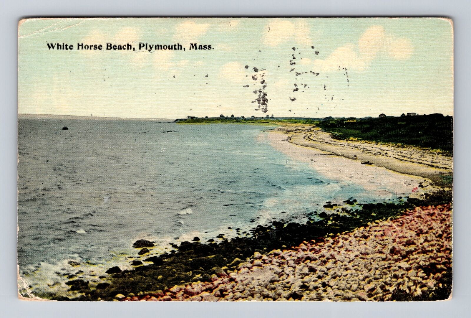 Plymouth MA-Massachusetts, White Horse Beach, Antique, Vintage c1914 Postcard