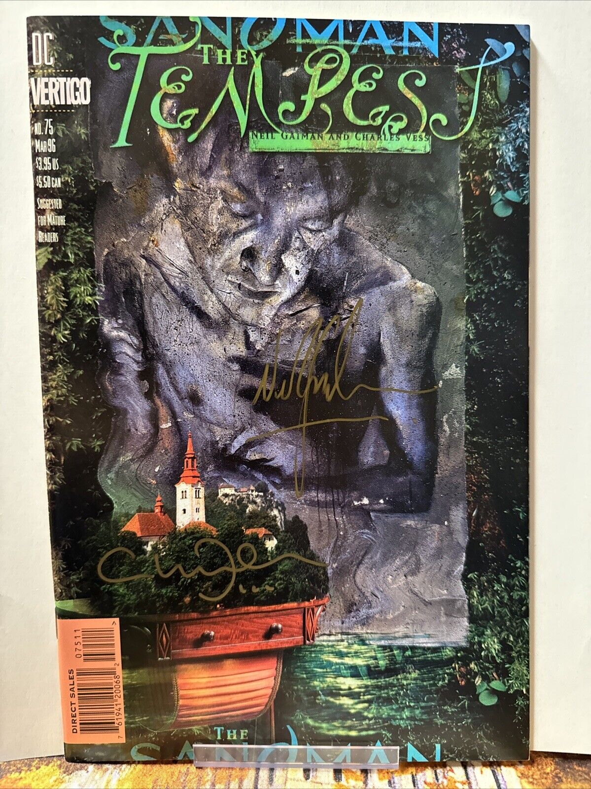 Sandman #75 DC LAST Issue 'The Tempest' 2X SIGNED BY Neil Gaiman & Charles Vess