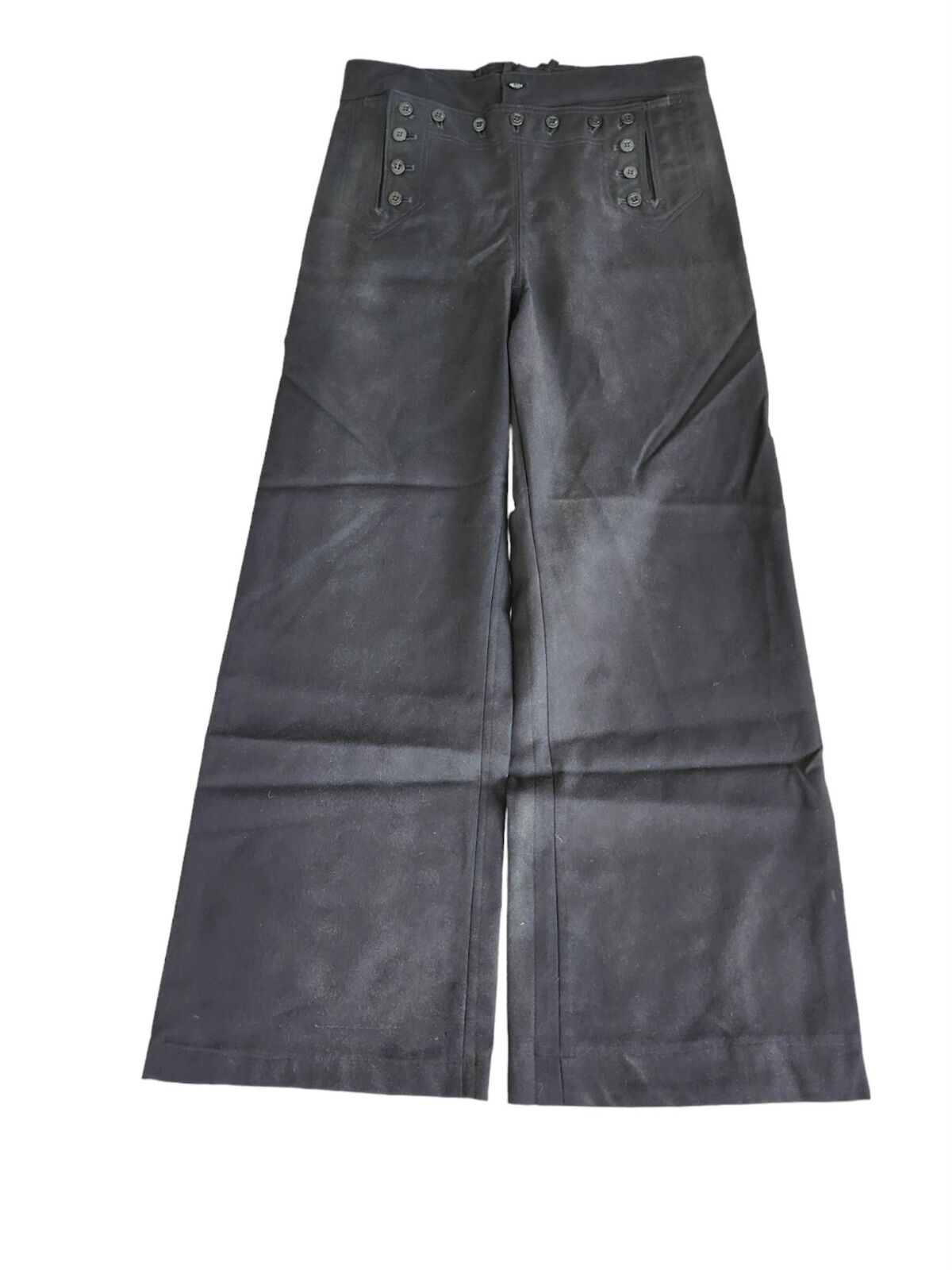 Vintage US Navy Crackerjack Pants 13 Button Wide Leg PANT black Wool 30 x 32