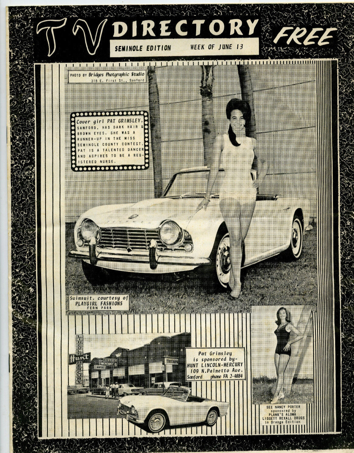 1964 Program TV Directory Seminole Edition Advertising Cover Girls Playgirl