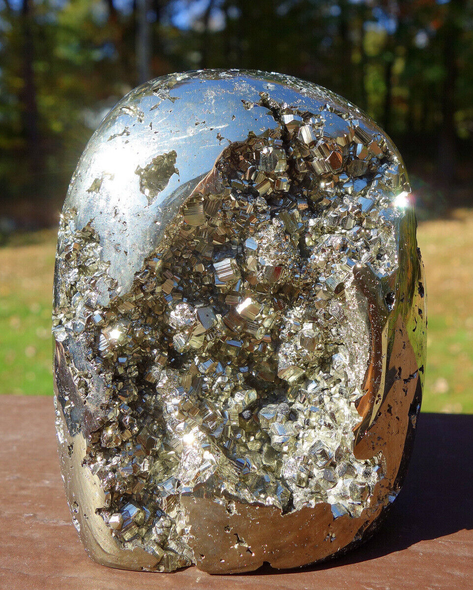 Pyrite Free Form Dome Carving with Exposed Crystals ~ Peru