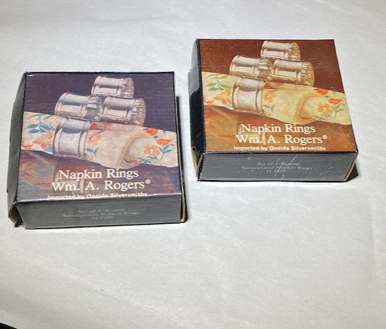 Vintage Wm A Roger Silverplated Napkin Rings Set of 4 Original Packaging *BNT758