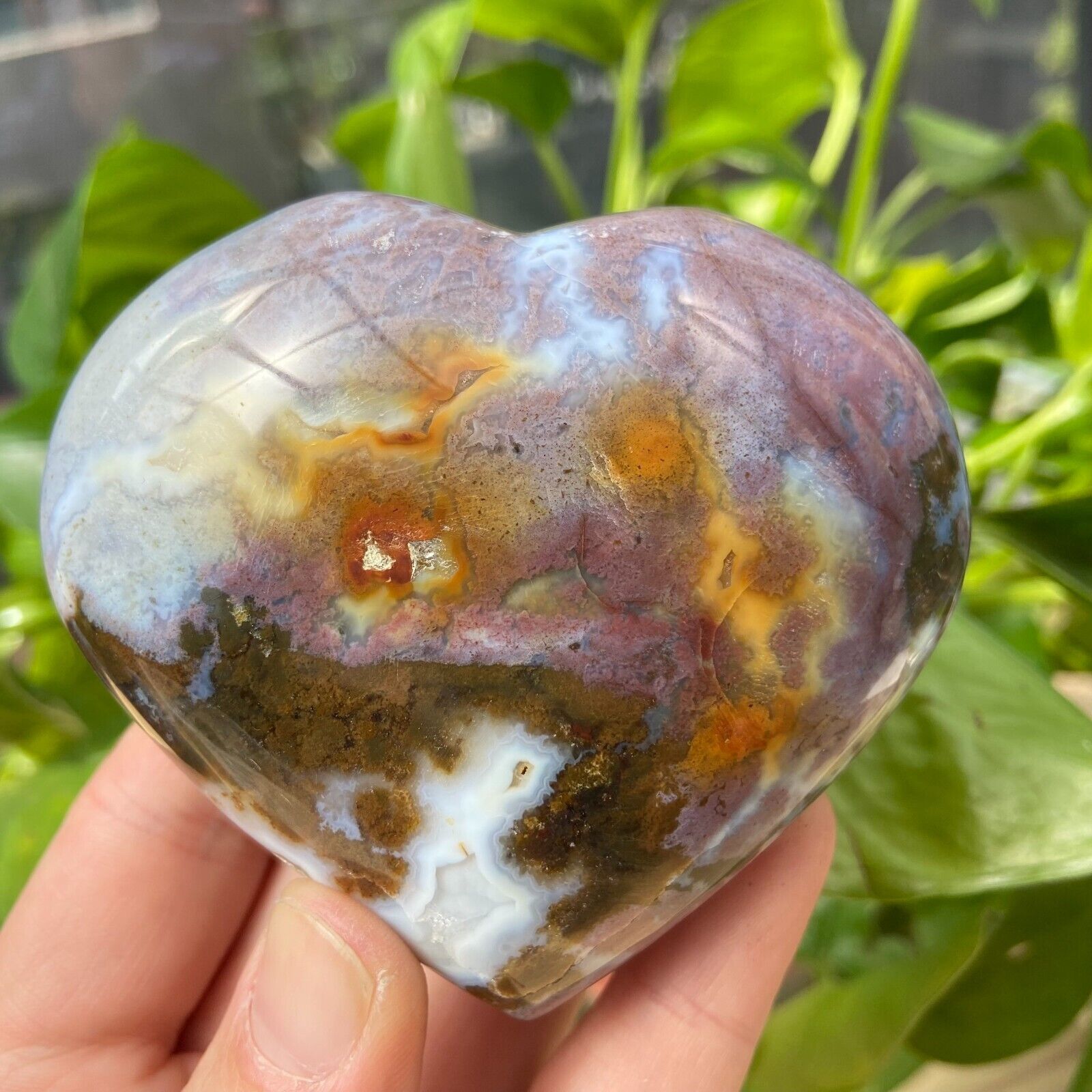 0.74LB Natural Rare Ocean Jasper Heart Quartz Crystal Specimen Reiki Healing