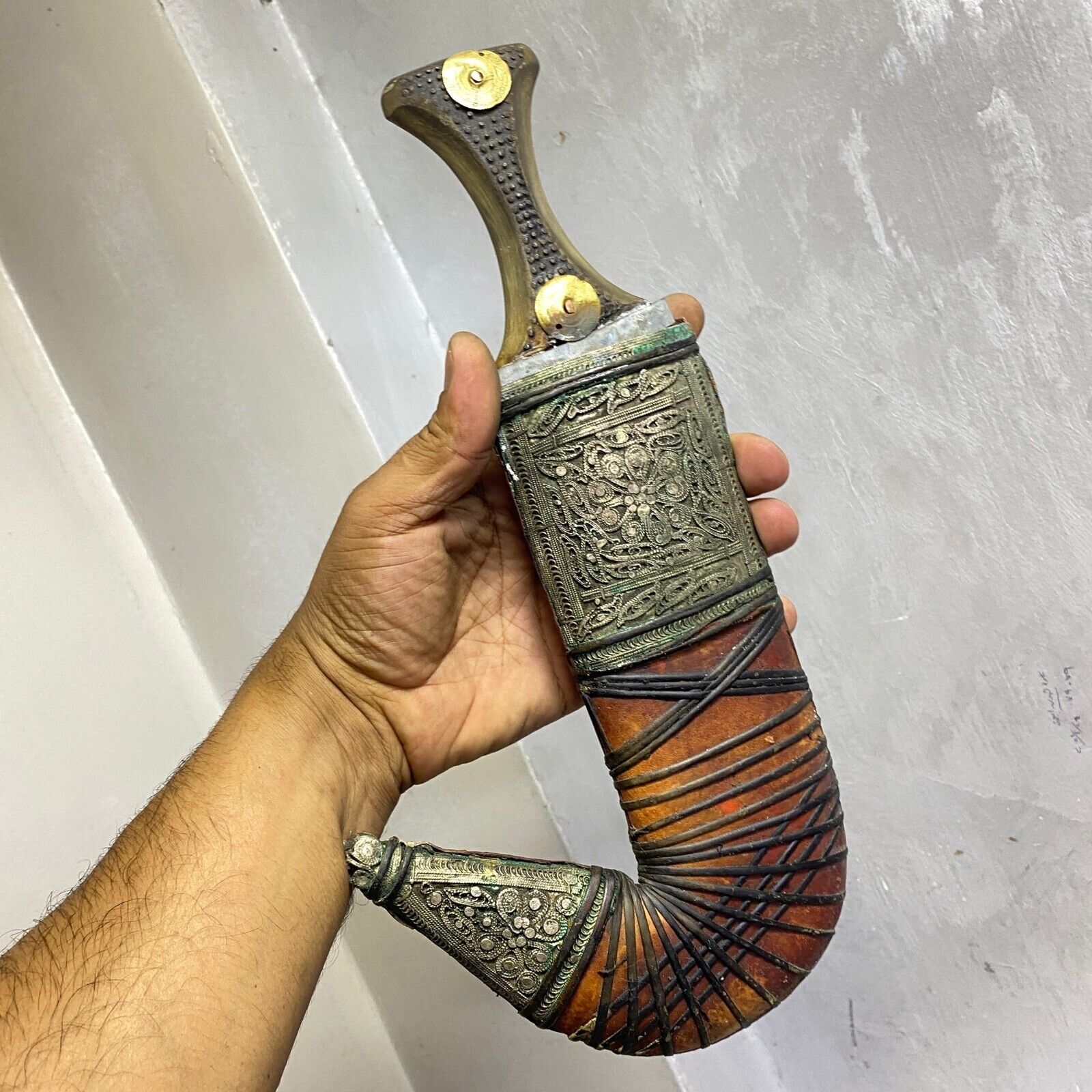 oman yemeni Old Large Antique Yemeni Khanjar Jambiya: Arabic Dagger خنجر جنبيه