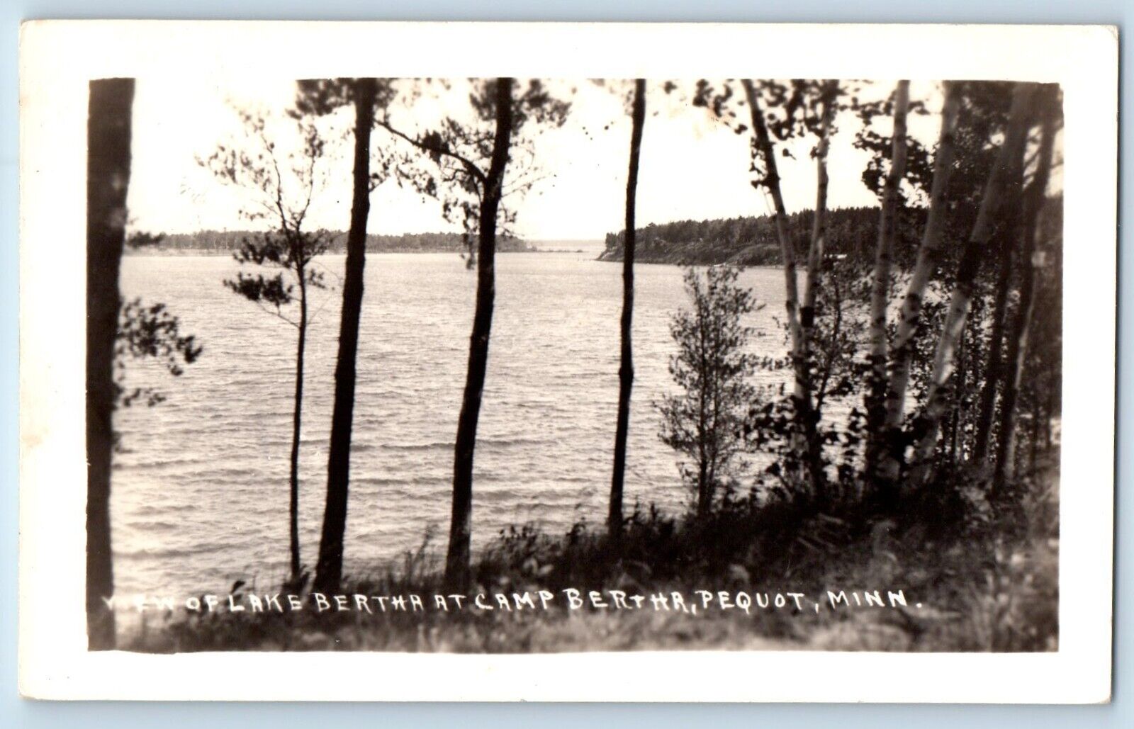 Pequot Minnesota MN Postcard RPPC Photo View Of Lake Bertha At Camp c1940's