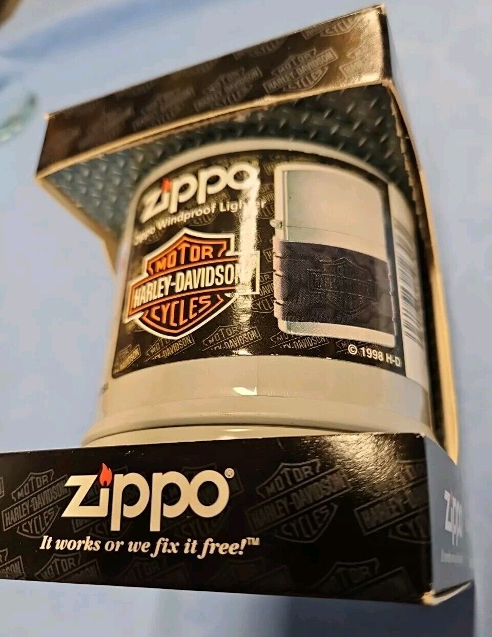 ZIPPO HARLEY DAVIDSON TIRE TREAD LIGHTER IN AN OIL FILTER CAN NEW SEAL INTACT