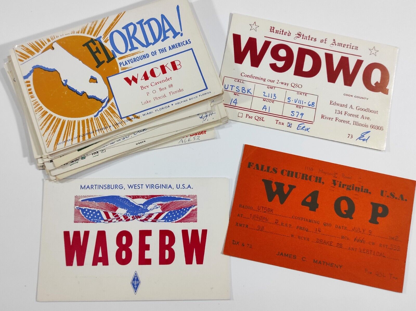 30 QSL cards USA 1960s
