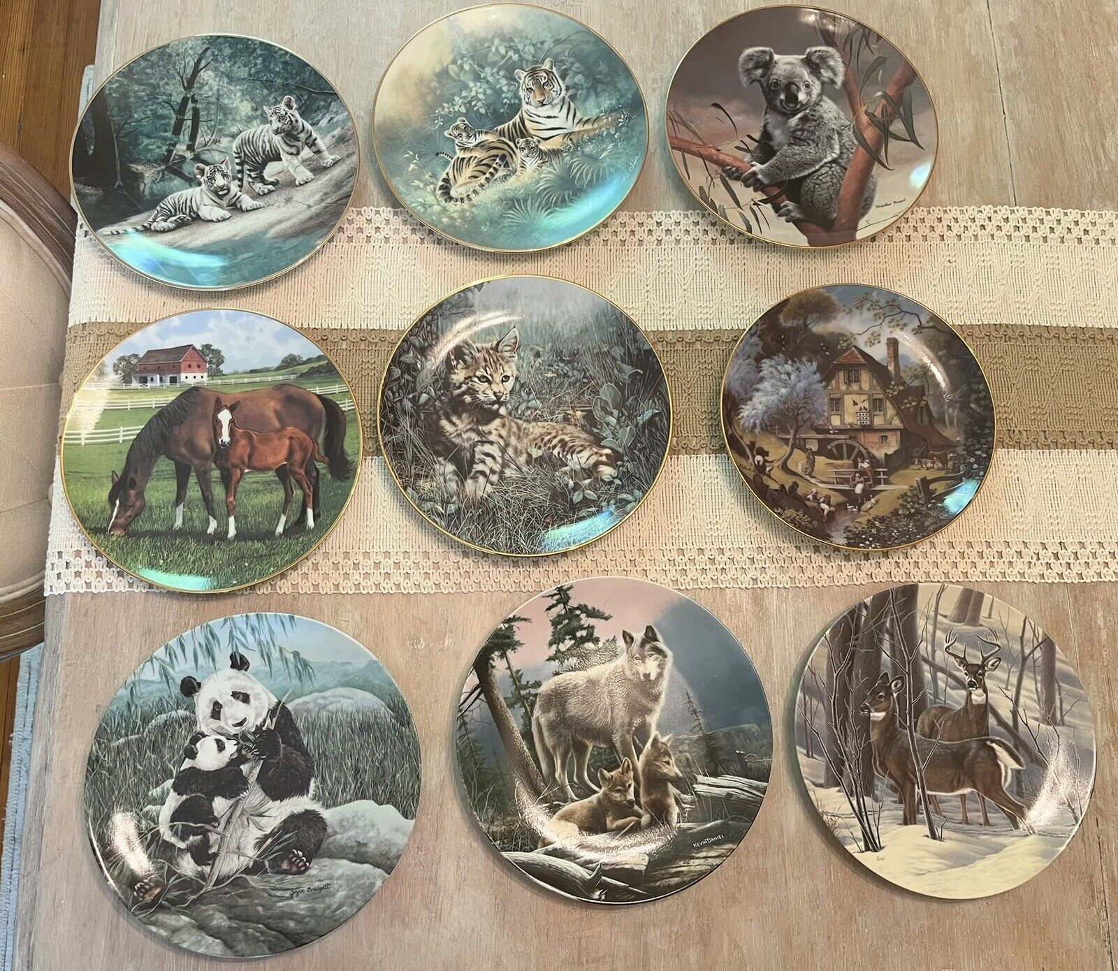 Mixed Lot of 9 collectible plates, vintage. Charles Frace, Robert Hershey & More