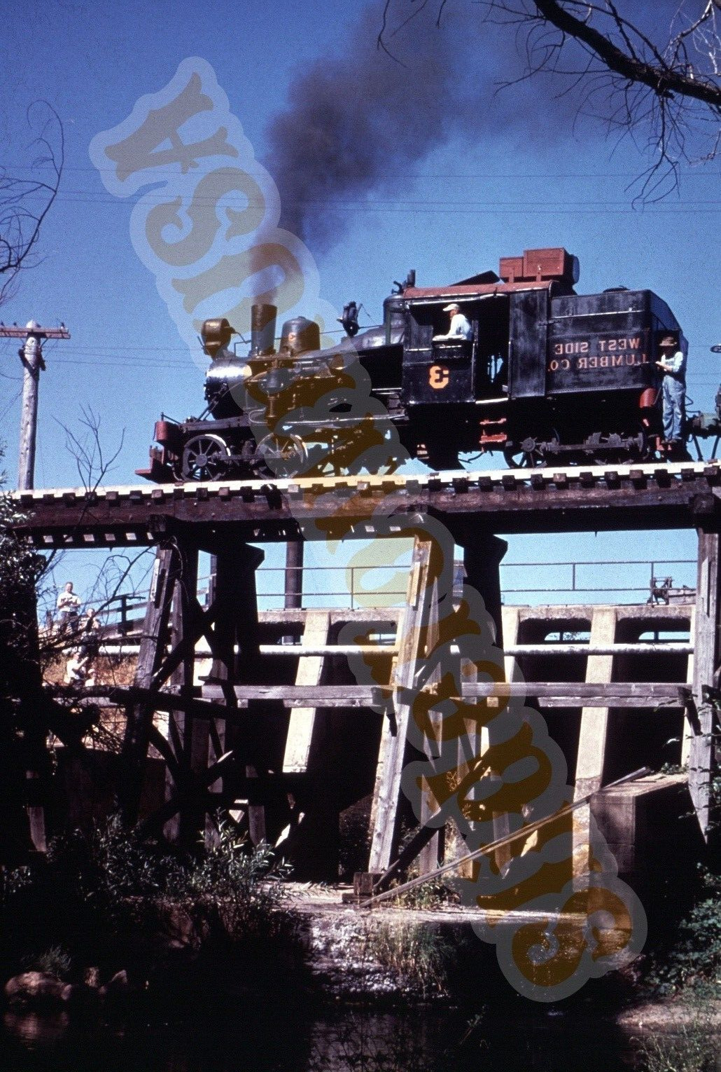 Vtg Train Slide 3 West Side Lumber Co Shay Steam Engine Railroad Logging Y1C144
