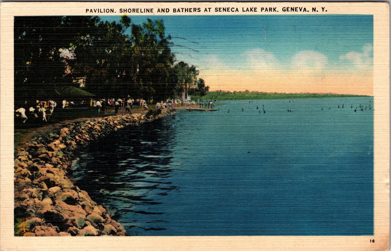 Geneva NY-New York, Seneca Lake Park, Vintage Postcard
