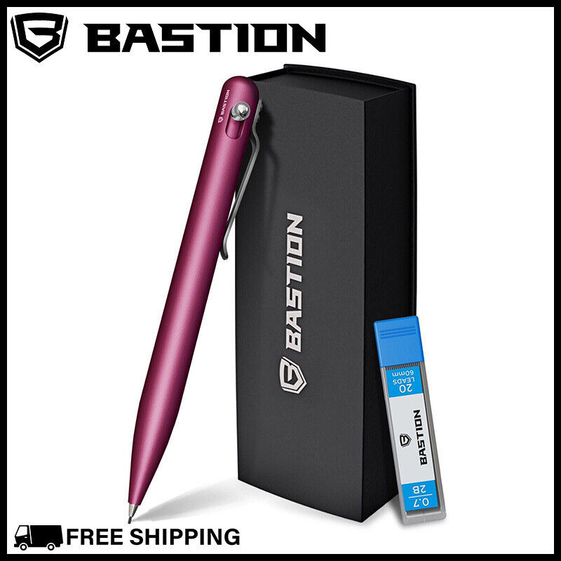 BASTION MECHANICAL PENCIL 0.7MM Pink Aluminum Body Bolt Action Drafting Drawing
