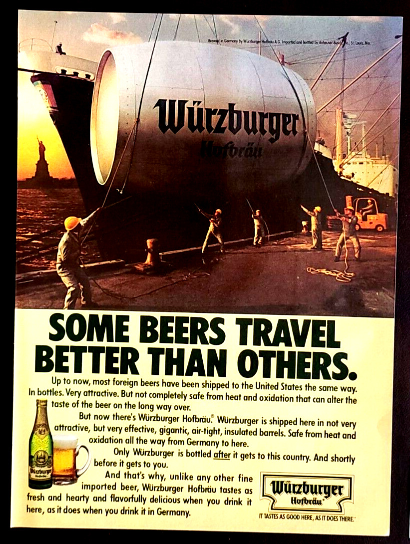 Wurzburger Hofbrau Beer Original 1961 Vintage Print Ad