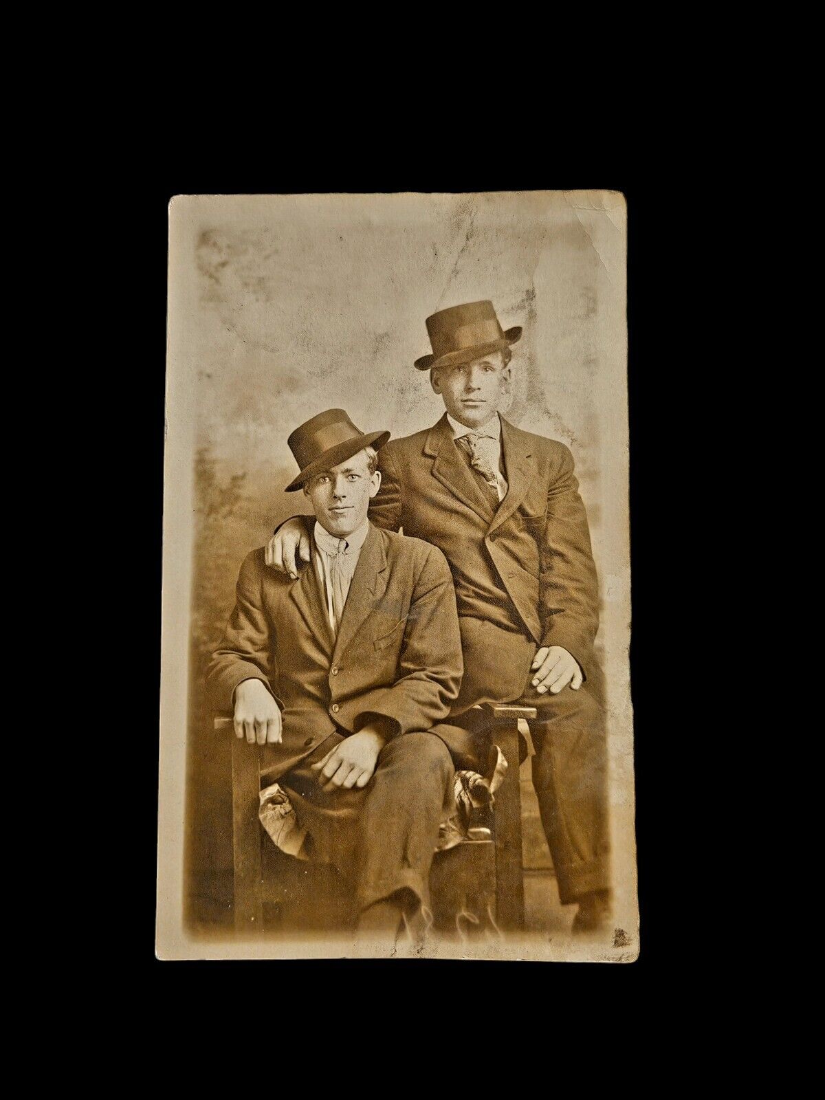 Antique Rppc Photograph Postcard Men Suits Mob