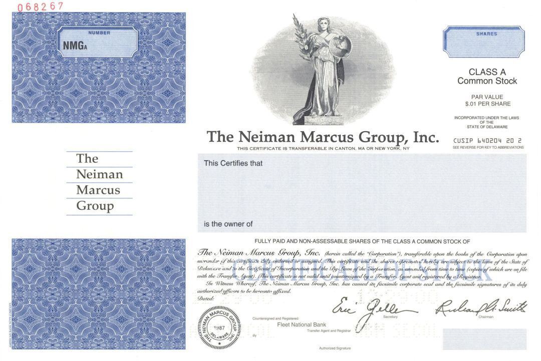 Neiman Marcus Group, Inc. - 2000 dated Specimen Stock Certificate - Specimen Sto