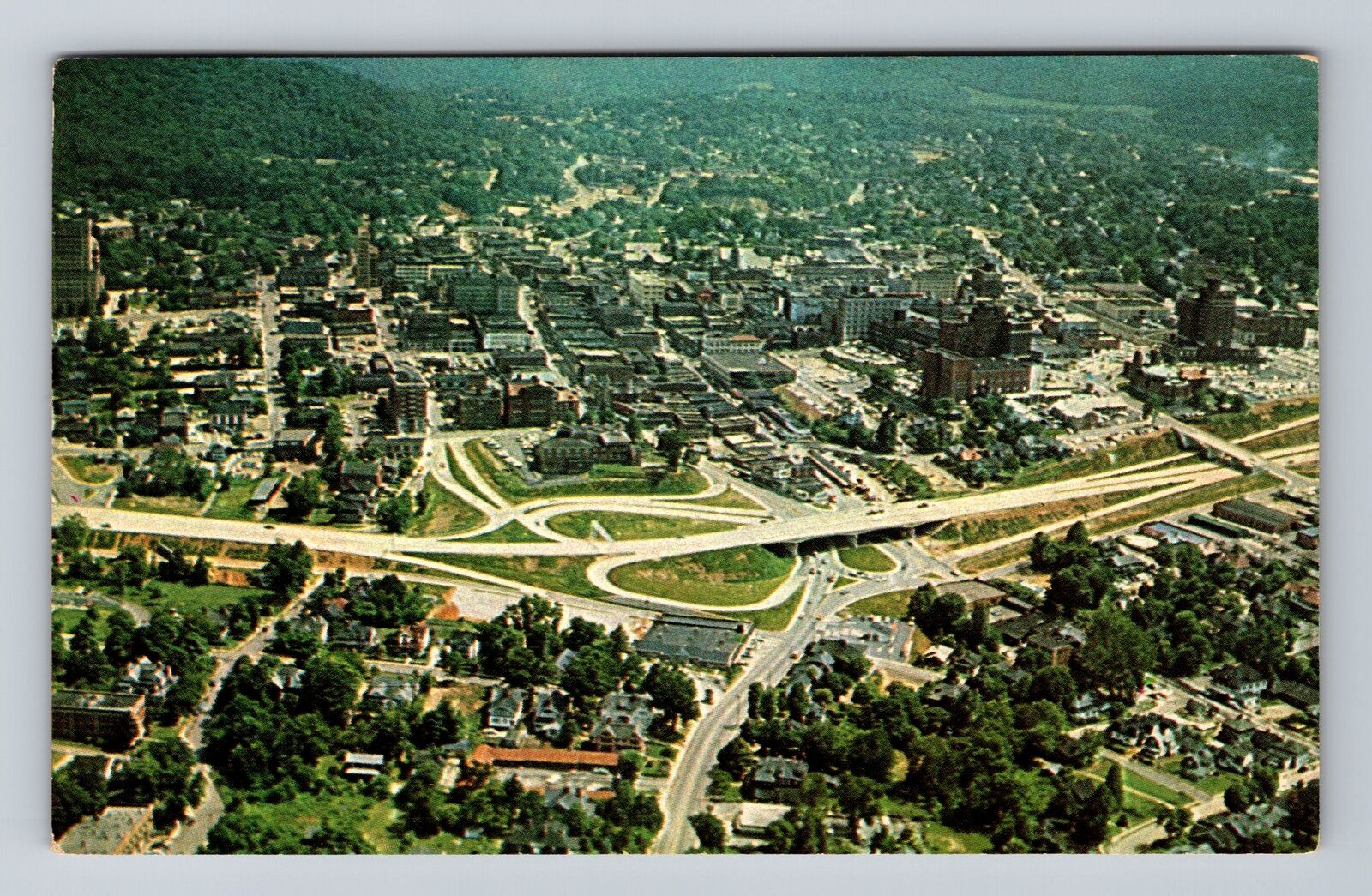 Asheville NC-North Carolina, Aerial Of New Expressway, Vintage c1966 Postcard