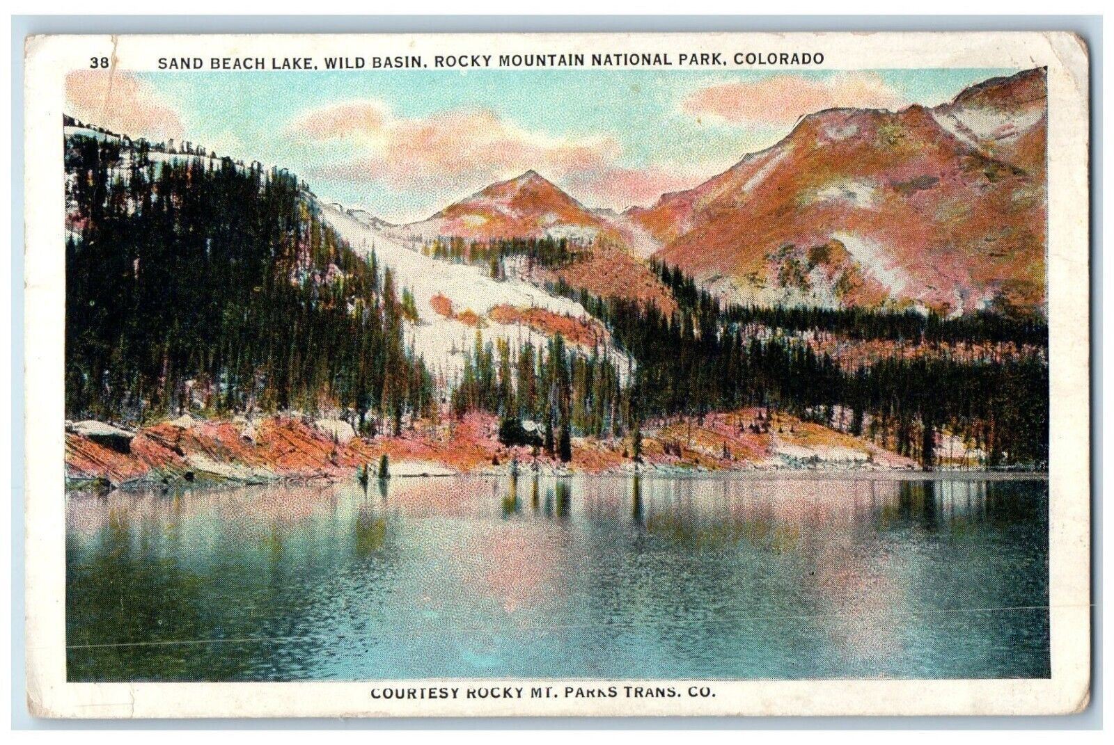 c1930\'s Sand Beach Lake Wild Basin Rocky Mountain National Park CO Postcard