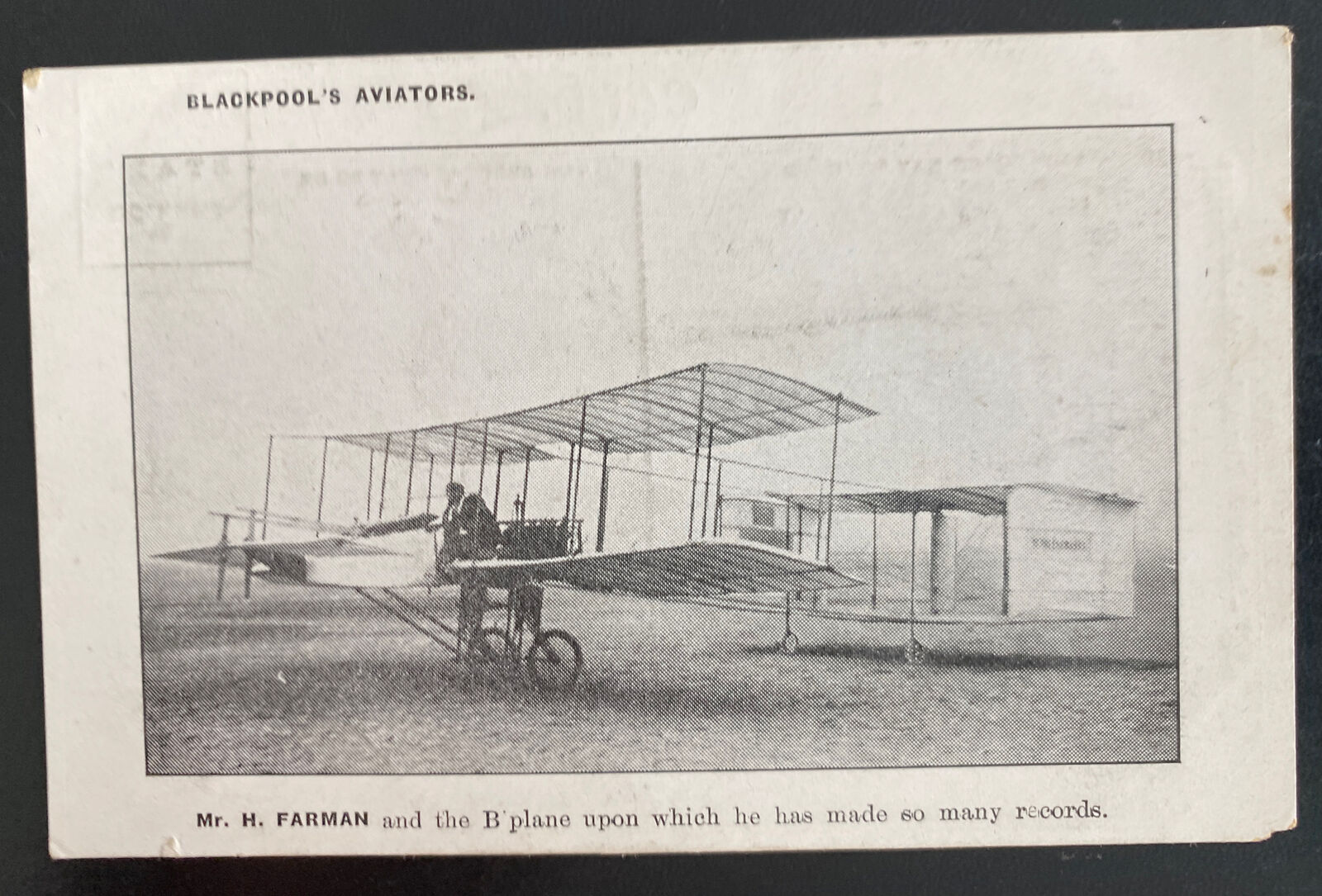 Mint England RPPC Postcard Early Aviation Blackpool Aviatiors H Farman Biplane