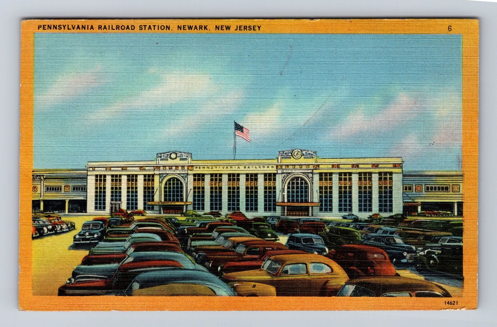 Newark NJ-New Jersey, Pennsylvania Railroad Station, Vintage c1951 Postcard