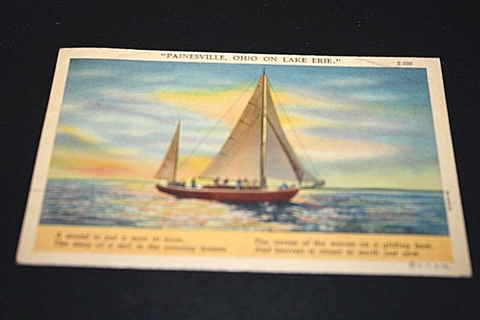 Vintage Boat Postcard 1930s Painesville OH on Lake Erie Ship 1939  - 