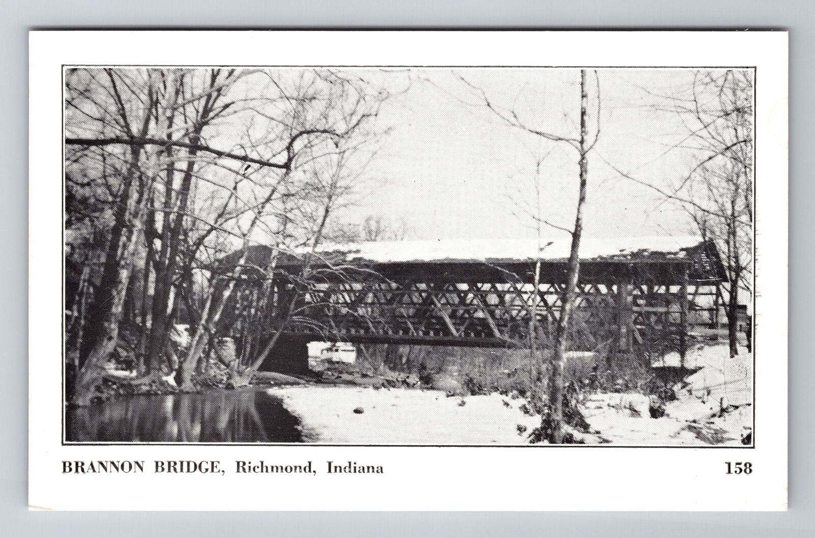 Richmond IN-Indiana, Brannon Covered Bridge, Antique Vintage Souvenir Postcard