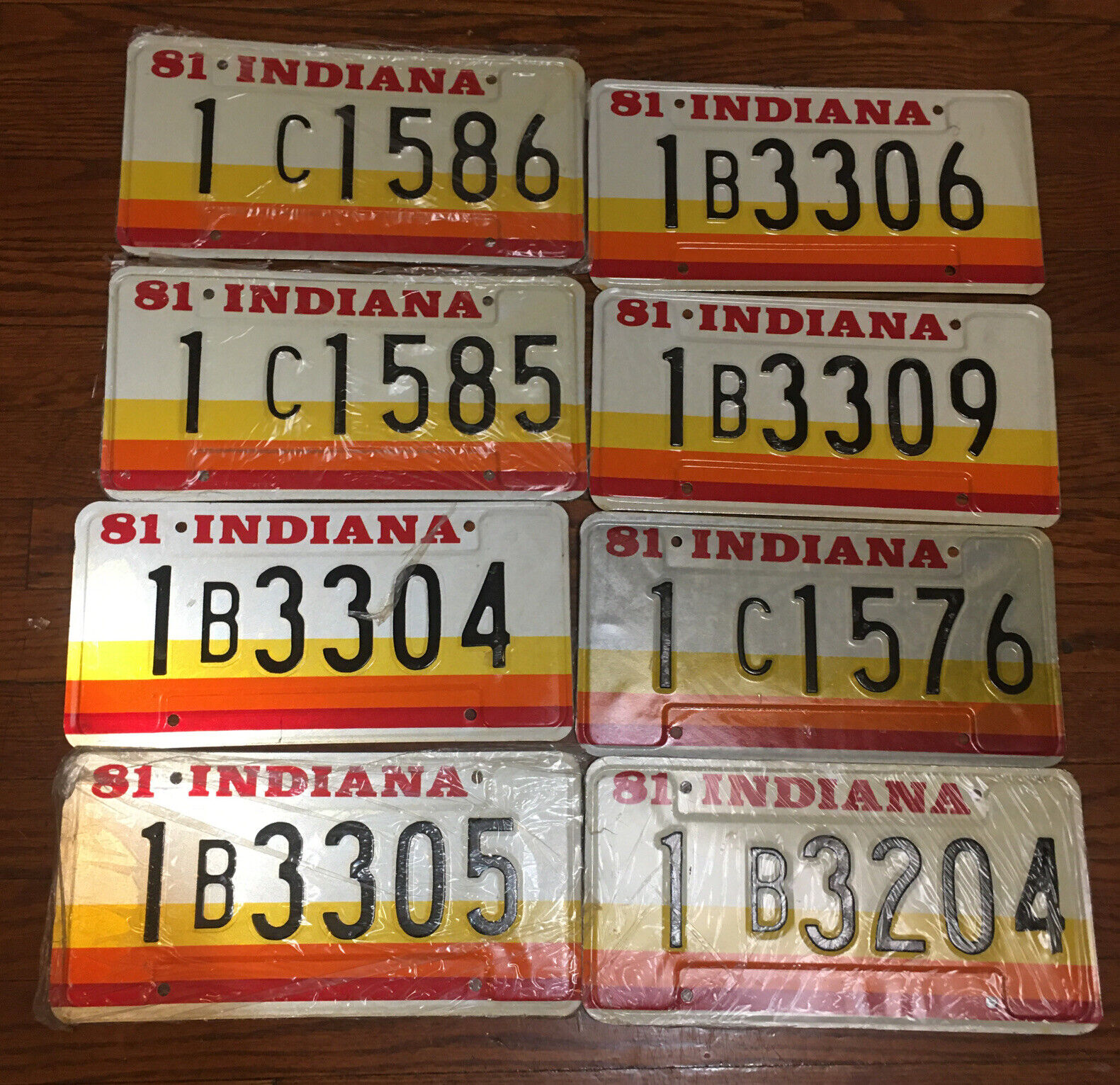 Vintage Indiana License Plate Lot Of 8