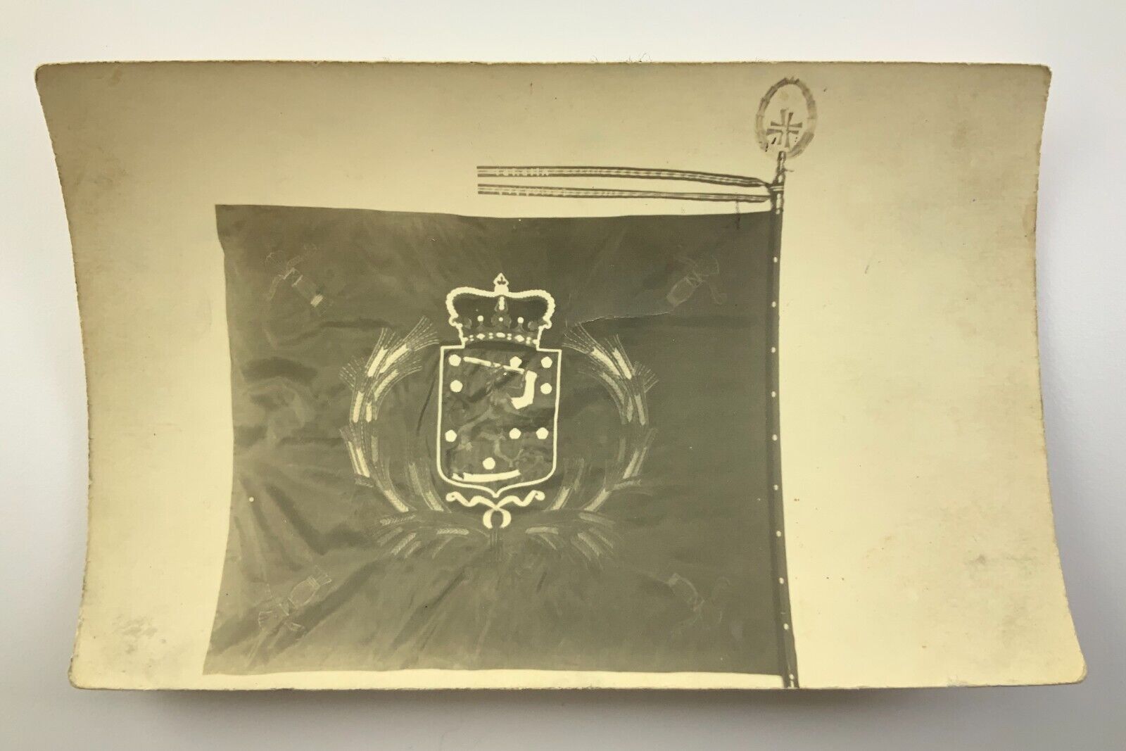 Antique Photograph 1930s Finnish Flag Crest Coat of Arms Finland FF478